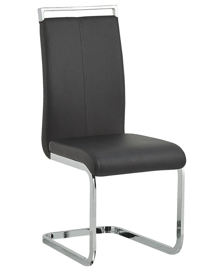 Set of 2 Dining Chairs Faux Leather Black Ethan