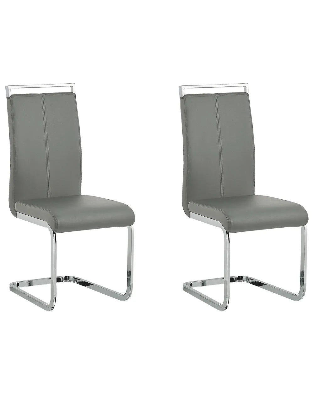 Set of 2 Dining Chairs Faux Leather Grey Ethan