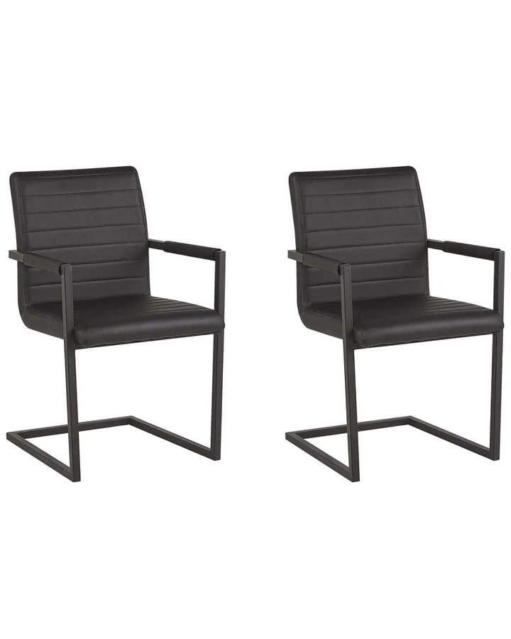 Set of 2 Conference Chairs Faux Leather Black Jen