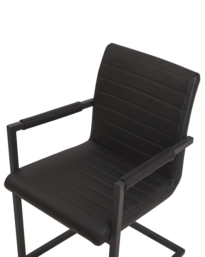Set of 2 Conference Chairs Faux Leather Black Jen