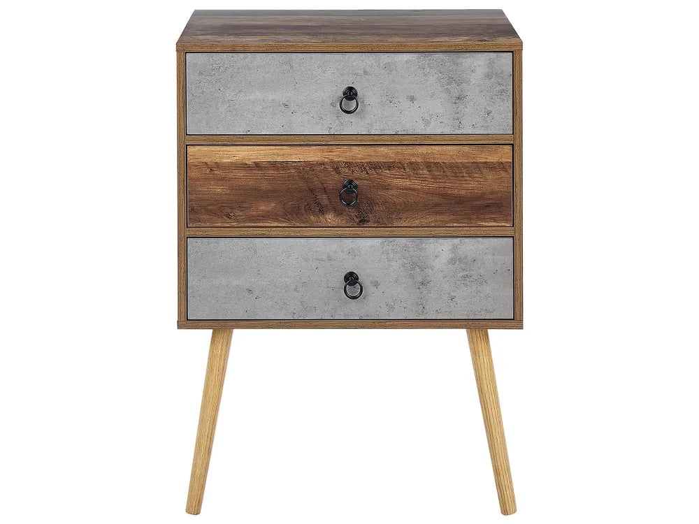3 Drawer Chest Grey Concrete Effect Retro Style Invero