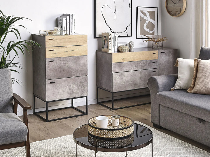 4 Drawer Chest Grey Concrete Effect Brunz
