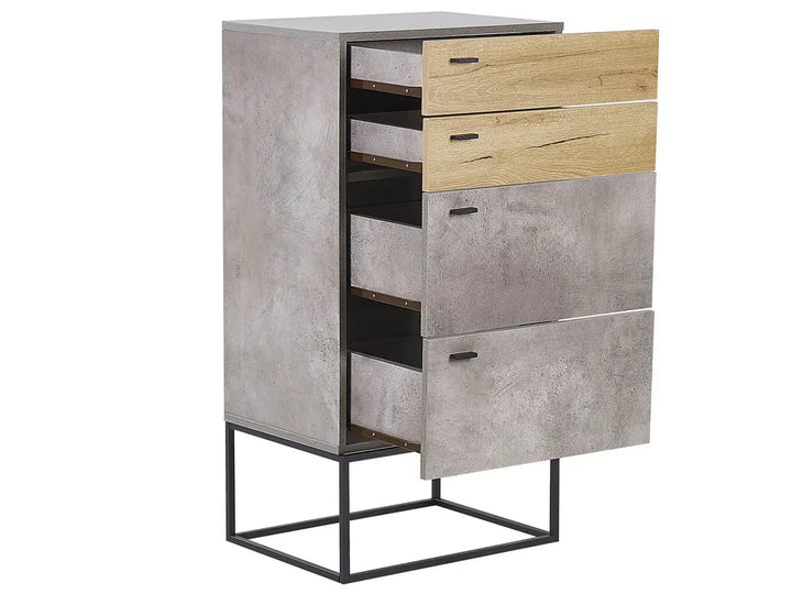 4 Drawer Chest Grey Concrete Effect Brunz
