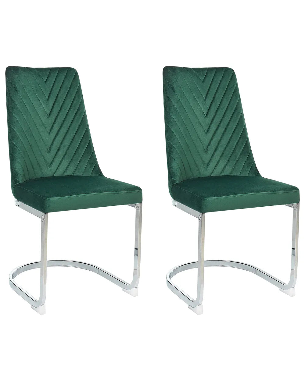 Set of 2 Dining Chairs Velvet Emerald Green Teaf