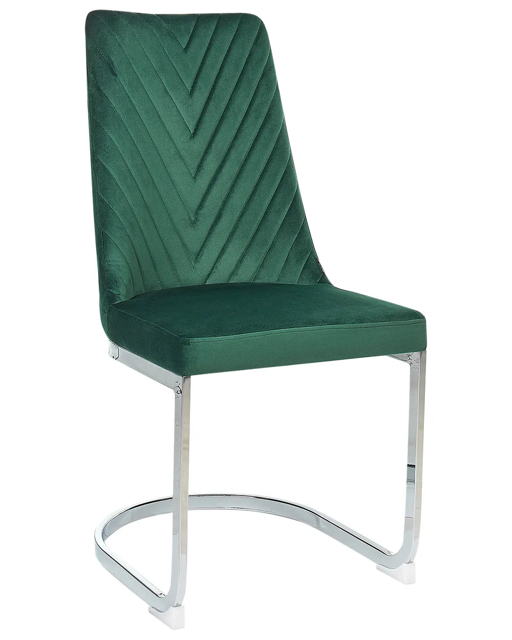 Set of 2 Dining Chairs Velvet Emerald Green Teaf