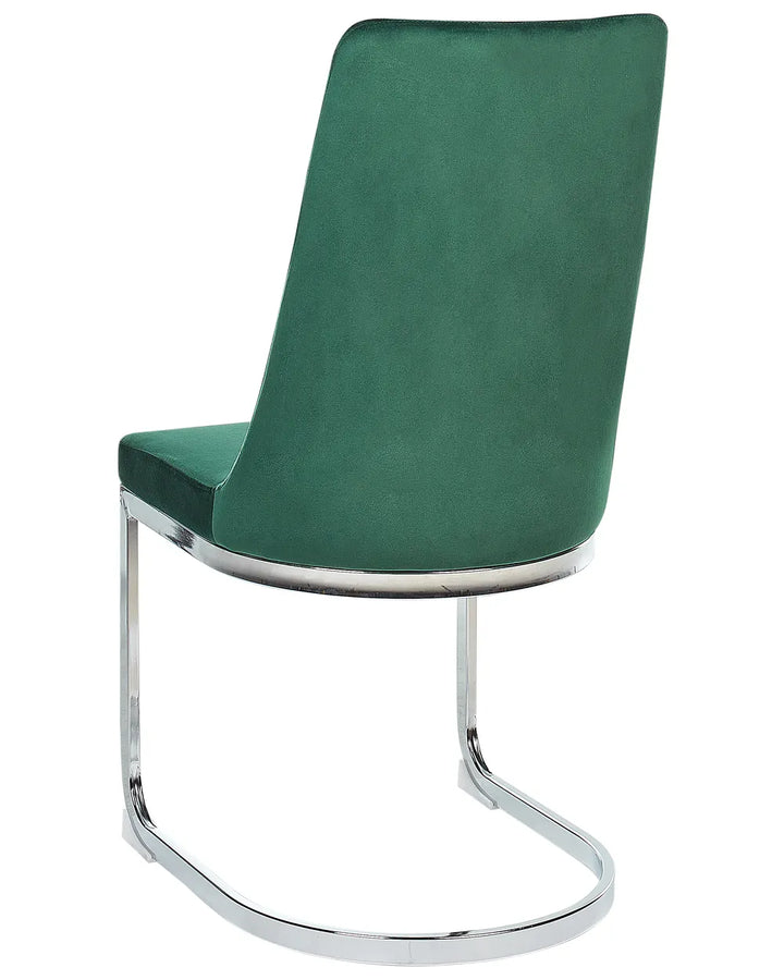 Set of 2 Dining Chairs Velvet Emerald Green Teaf