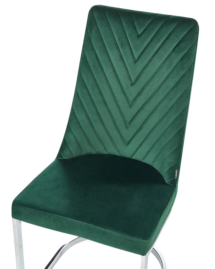 Set of 2 Dining Chairs Velvet Emerald Green Teaf