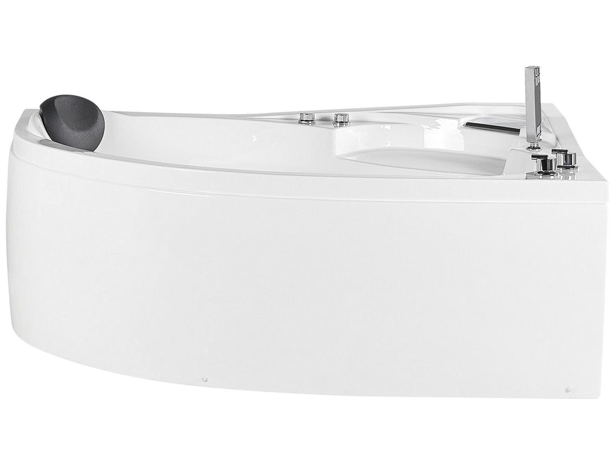 Left Hand Whirlpool Corner Bath with LED 1500 x 1000 mm White Neiva