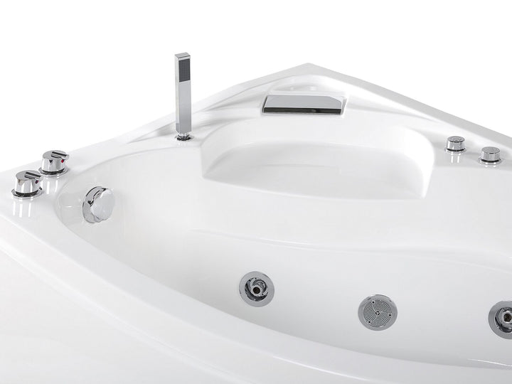 Right Hand Whirlpool Corner Bath with LED 1500 x 1000 mm White Neiva