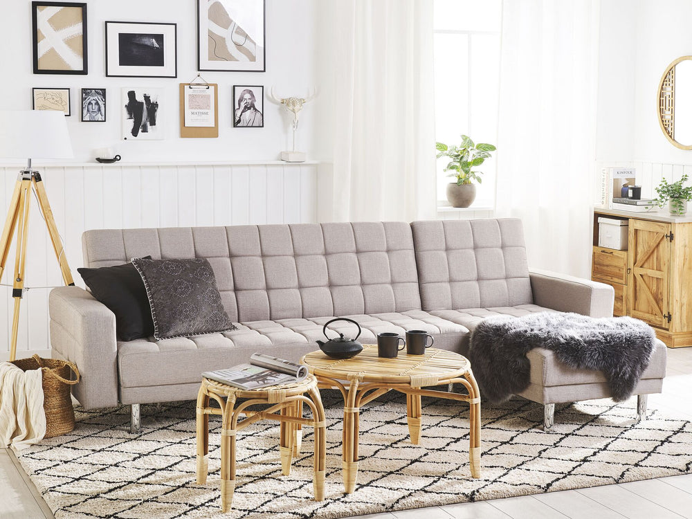 Nesset Fabric Corner Sofa Bed Light Grey
