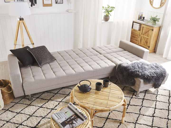 Nesset Fabric Corner Sofa Bed Light Grey