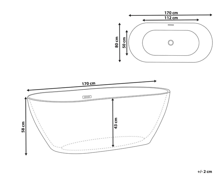 Freestanding Bath 1700 x 800 mm White Carrera