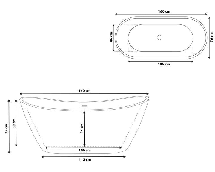 Freestanding Bath 1600 x 760 mm Black  Antigua