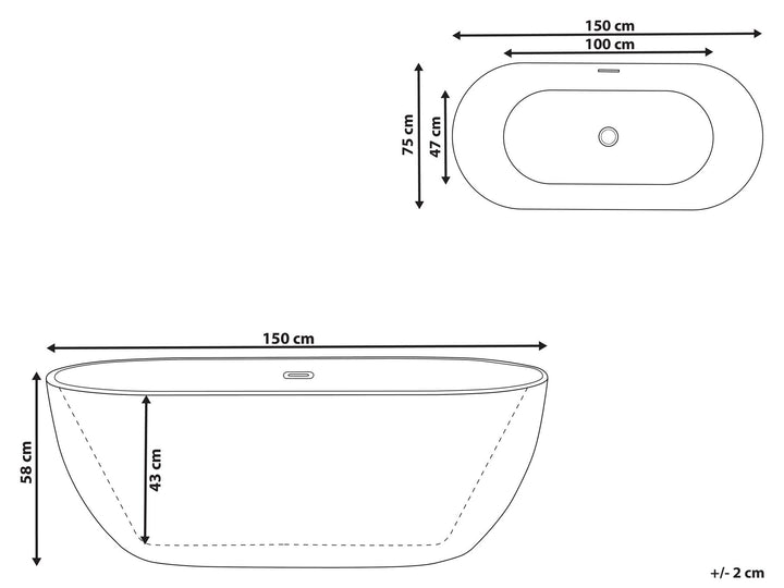 Freestanding Bath 1500 x 750 mm White Carrera