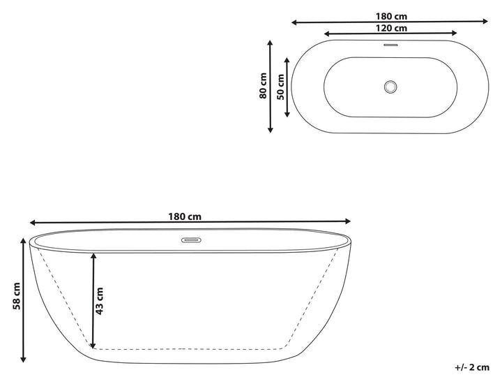 Freestanding Bath 1800 x 800 mm White Carrera