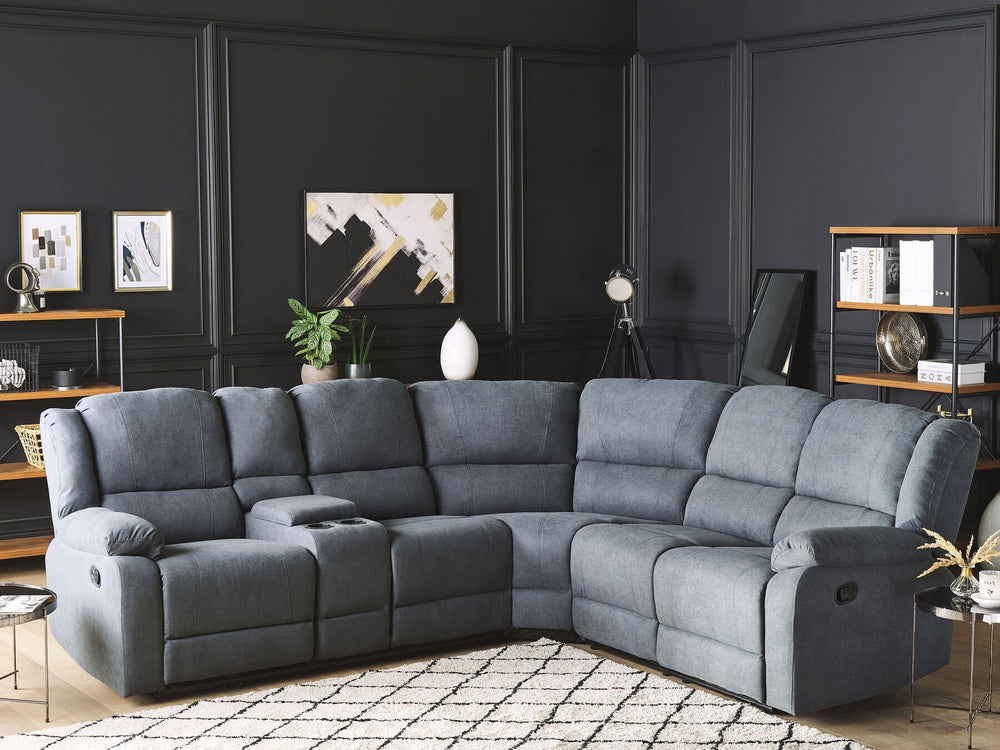 Rokke Corner Fabric Manual Recliner Sofa Grey