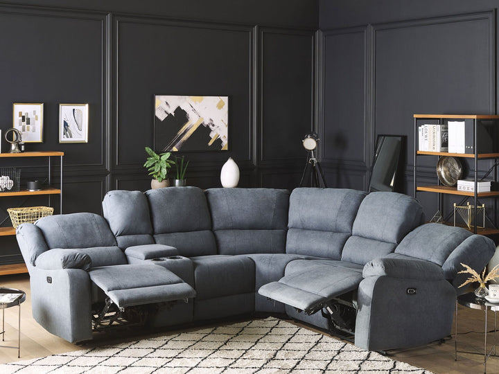 Rokke Corner Fabric Electric Recliner Sofa with USB Port Grey