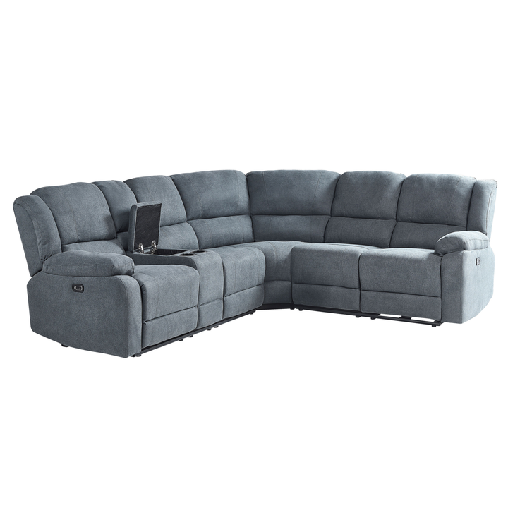 Rokke Corner Fabric Electric Recliner Sofa with USB Port Grey