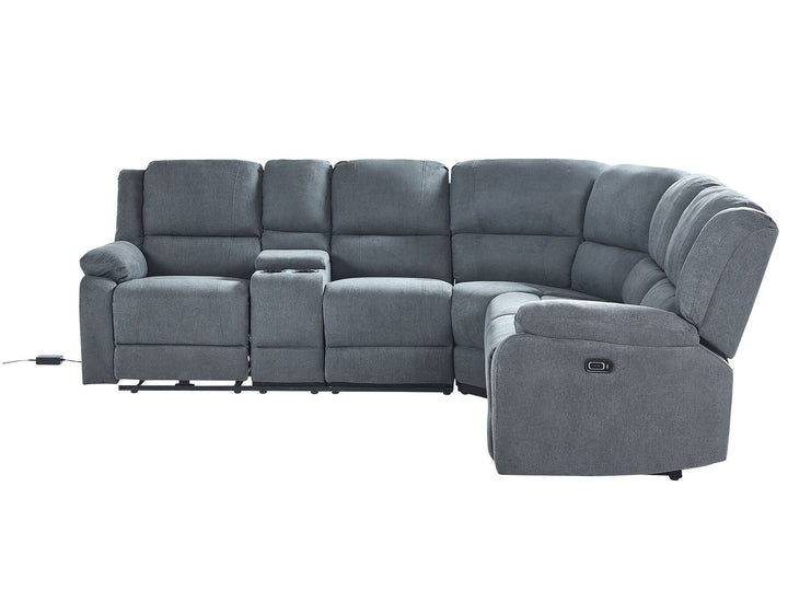 Rokke Corner Fabric Electric Recliner Sofa with USB Port Grey
