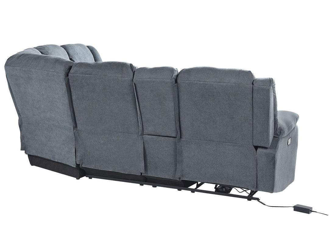 Rokke Corner Fabric Electric Recliner Sofa with USB Port Grey