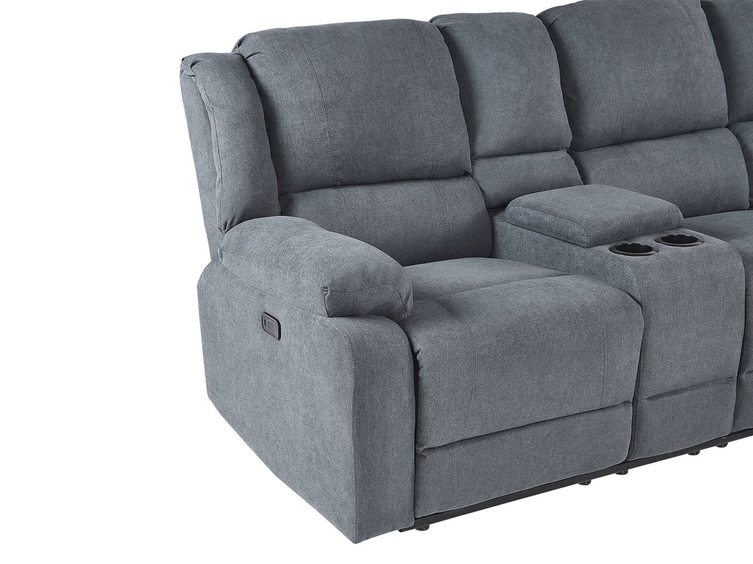 Rokke Corner Fabric Electric Recliner Sofa with USB Port Grey