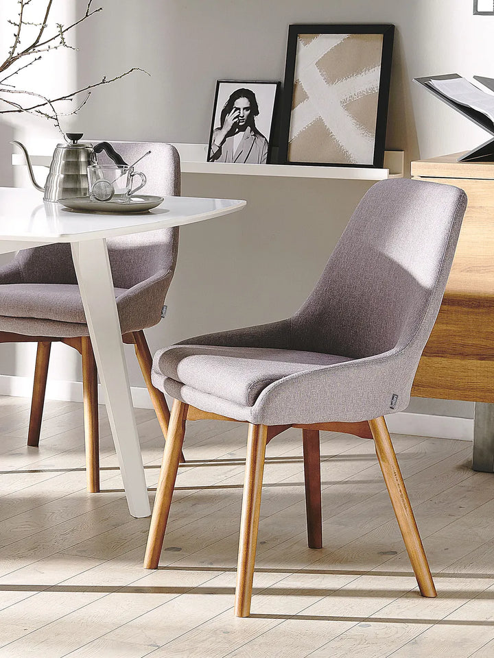 Set of 2 Dining Chairs Fabric Taupe Vive