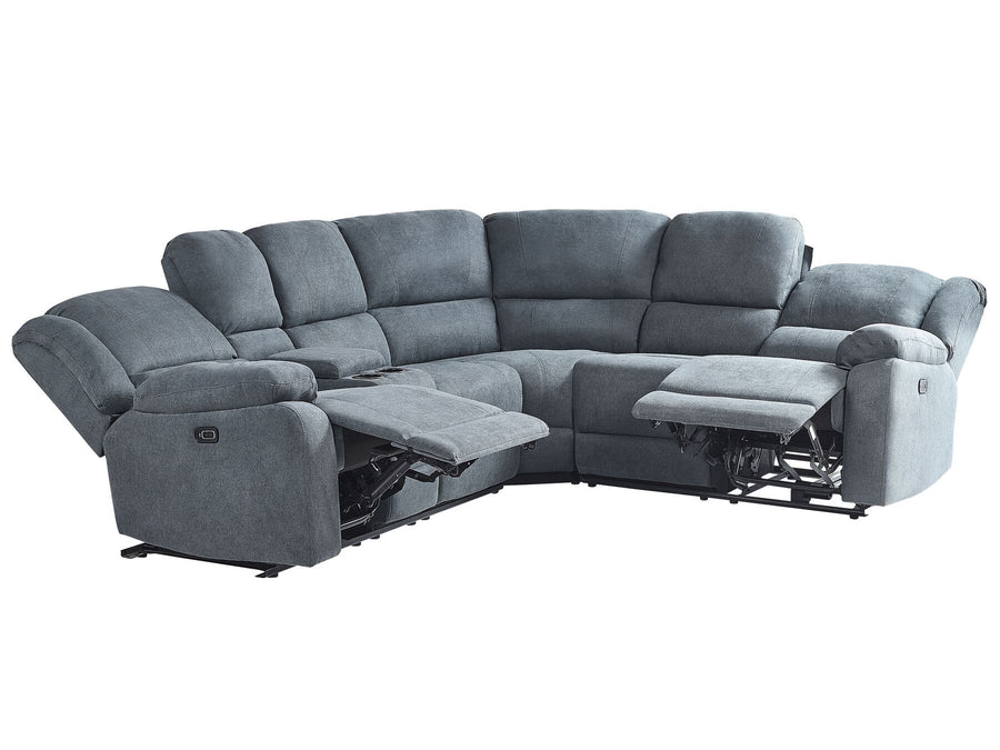 Corner Fabric Electric Recliner Sofa with USB Port Grey Rokke