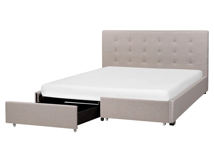 Bed with Storage Drawers Fabric 160 x 200 cm (EU King Size) Light Grey Nancy