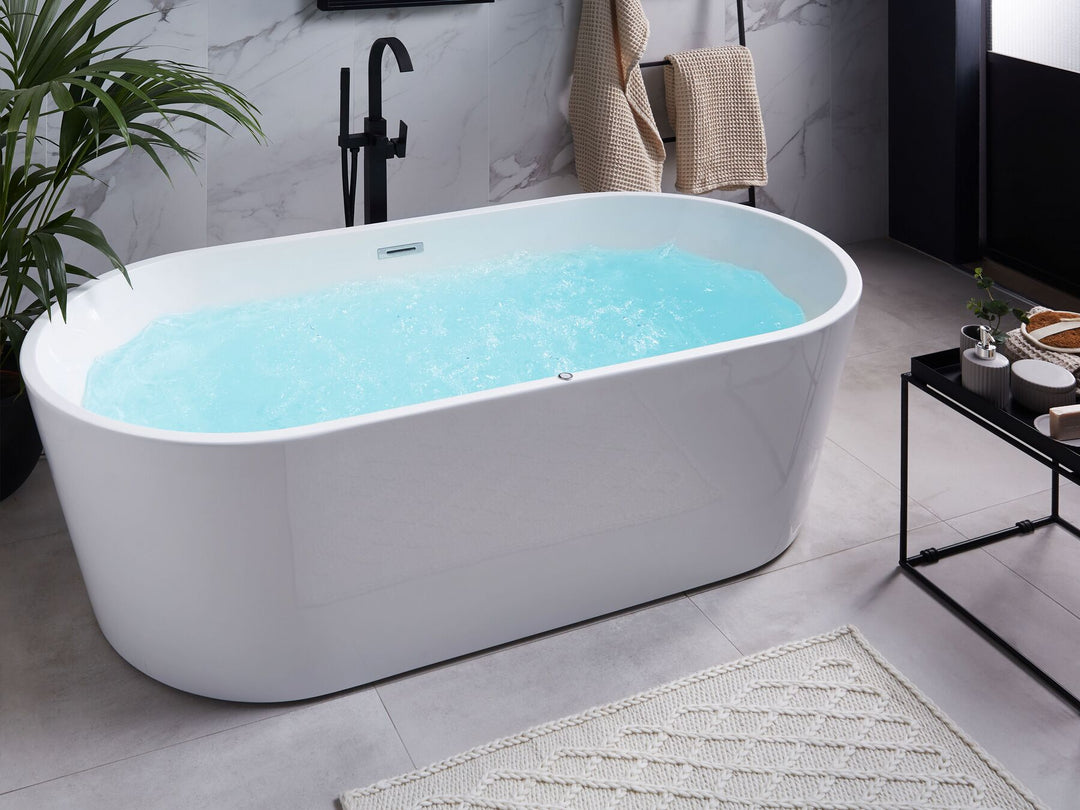Freestanding Whirlpool Bath with LED 1700 x 800 mm White Havana