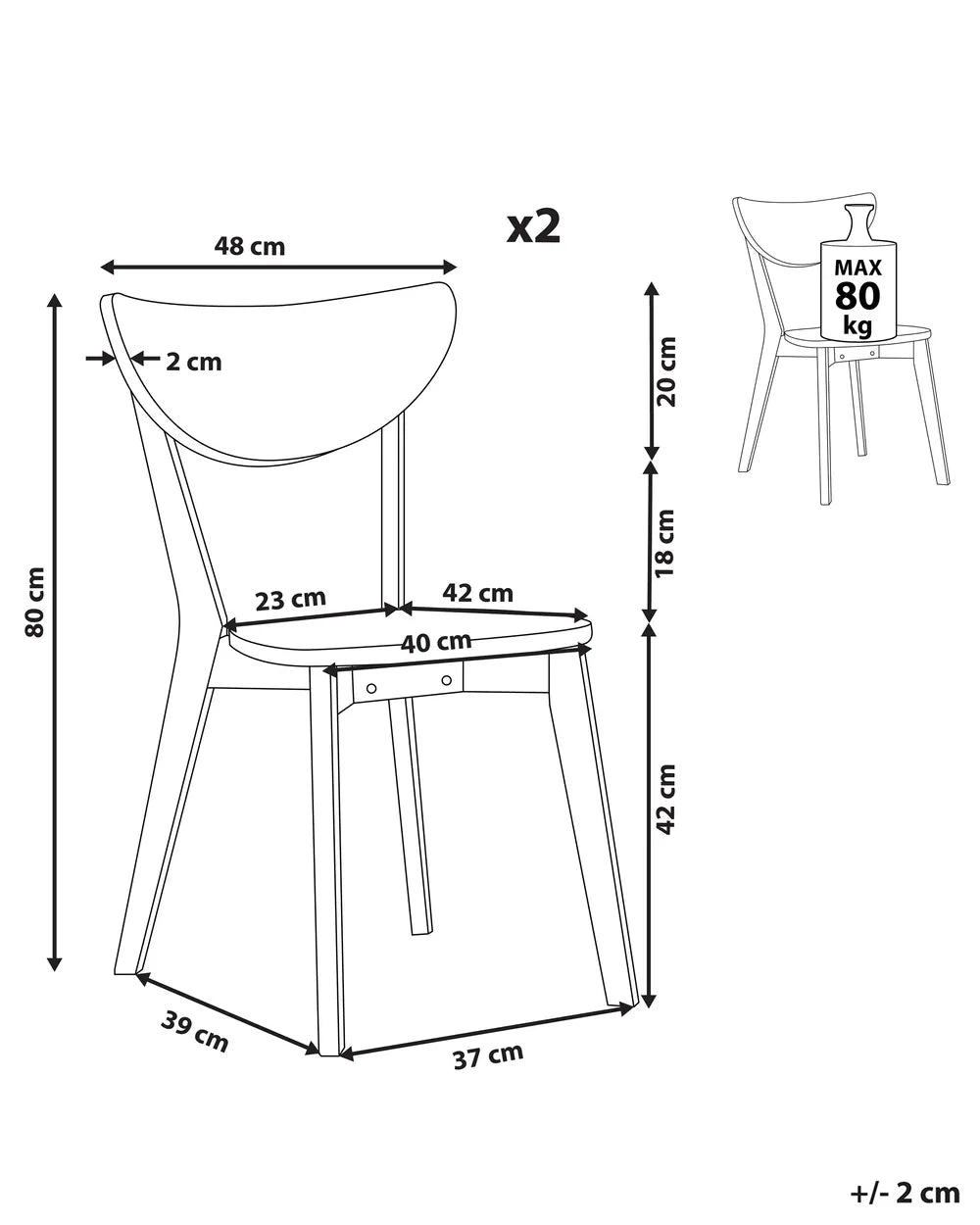 Set of 2 Dining Chairs White Vye