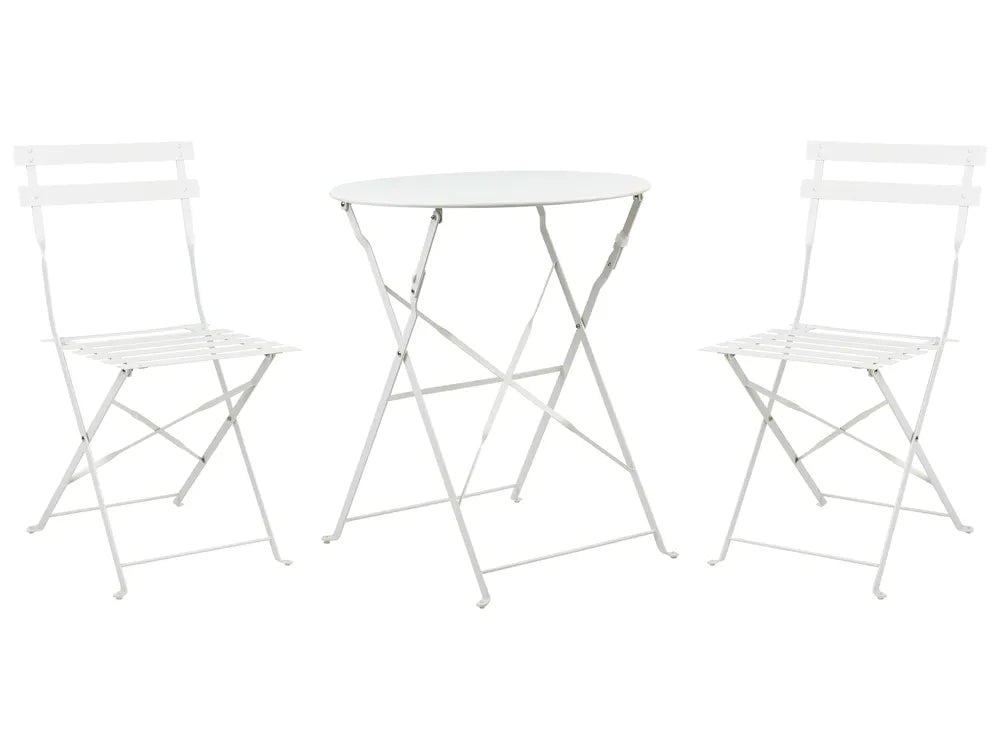 Bistro Set Folding Metal White Rosa