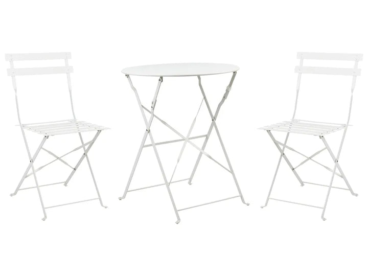 Bistro Set Folding Metal White Rosa