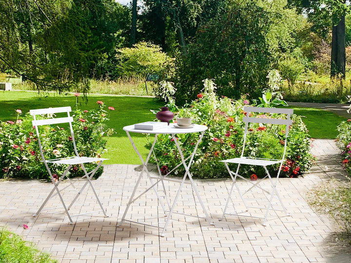 Bistro Set Folding Metal White Rosa