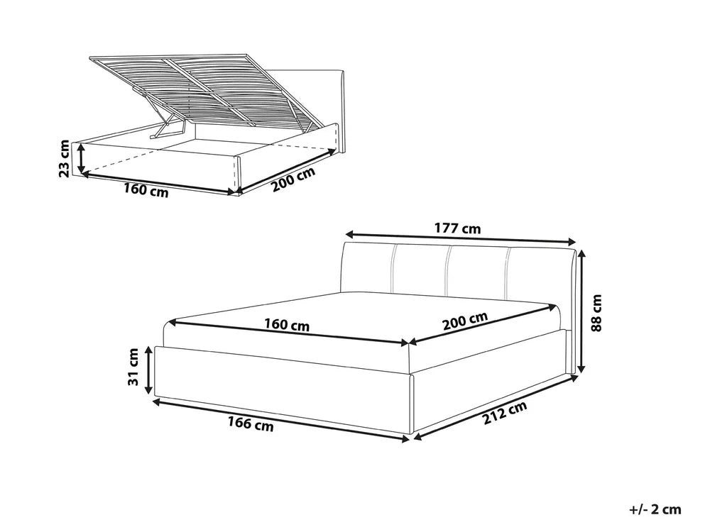 Ottoman Bed Fabric 160 x 200 cm (EU King Size) Light Beige Drew