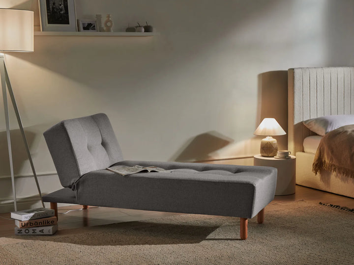 Chaise Longue Fabric Dark Grey Ash