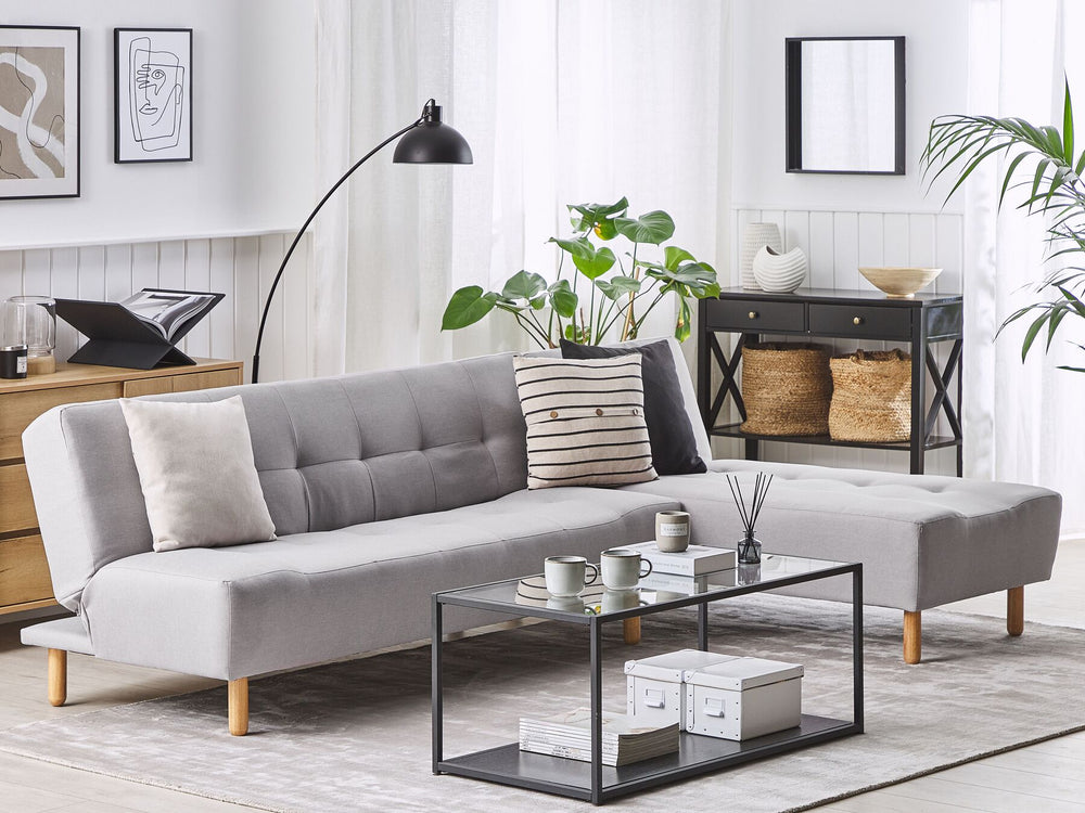 Alsten Left Hand Fabric Corner Sofa Bed Light Grey