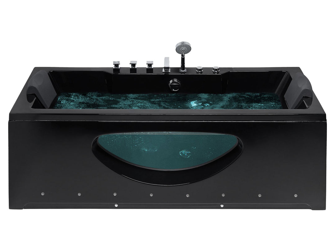 Whirlpool Bath with LED 1700 x 800 mm Black Hawes