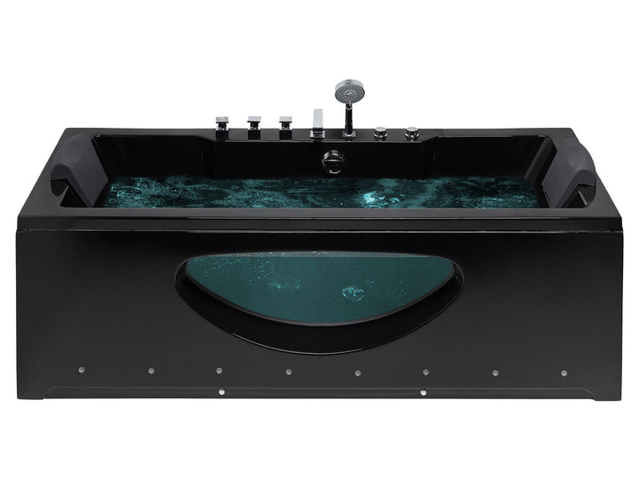 Whirlpool Bath with LED 1700 x 800 mm Black Hawes