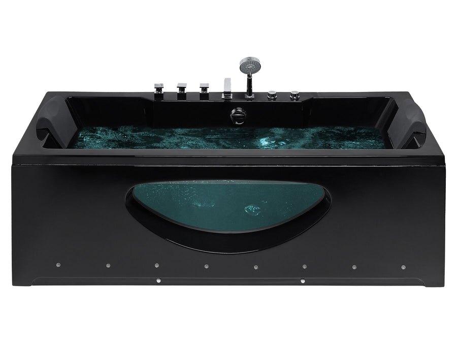 Whirlpool Bath with LED 1700 x 800 mm Black Hawes