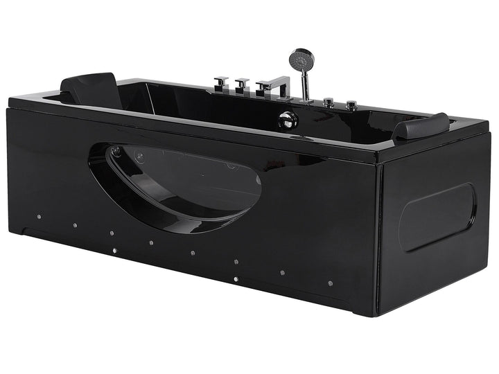 Whirlpool Bath with LED 1700 x 800 mm Black Hawes