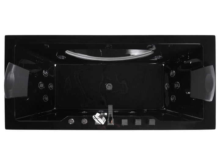 Whirlpool Bath with LED 1700 x 800 mm Black Hawes