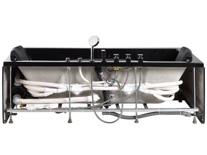 Whirlpool Bath with LED 1700 x 800 mm Black Hawes