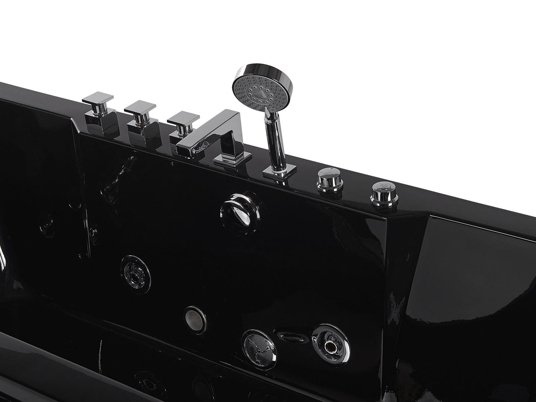 Whirlpool Bath with LED 1700 x 800 mm Black Hawes