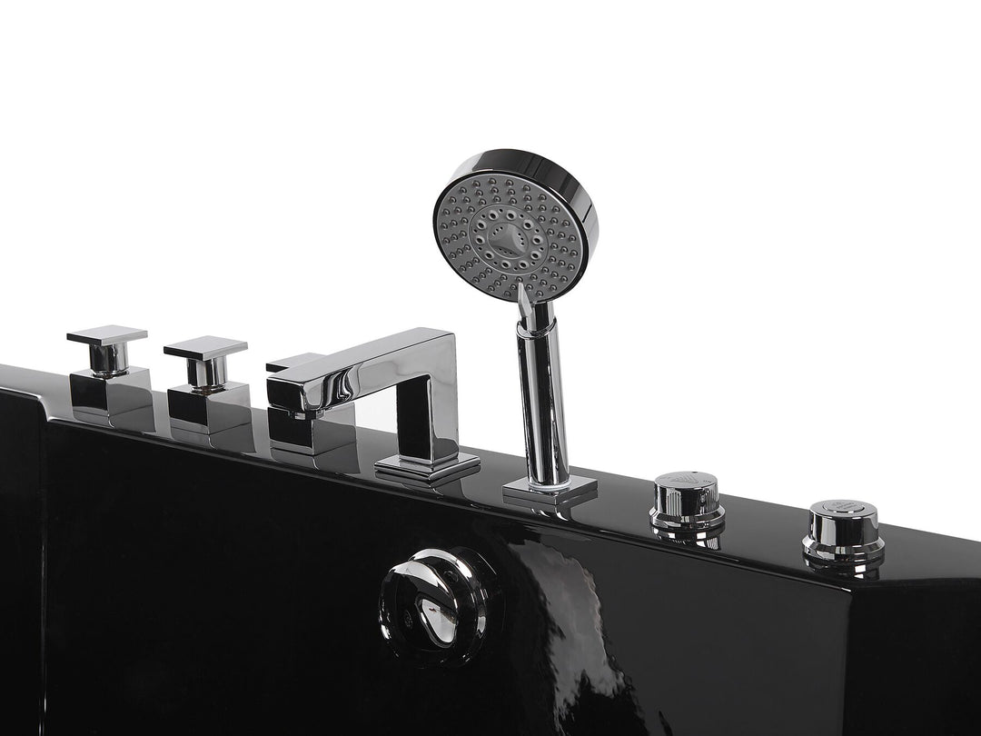 Whirlpool Bath with LED 1700 x 800 mm Black Hawes