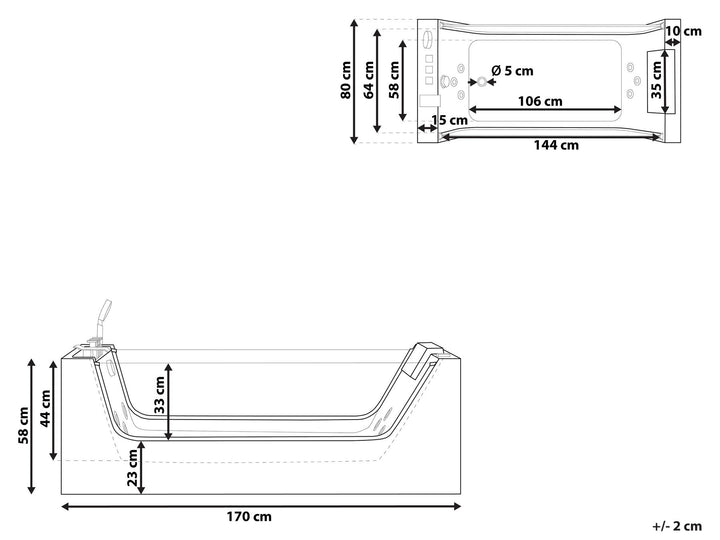 Freestanding Whirlpool Bath 1700 x 800 mm White Oyon
