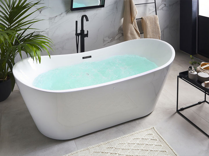 Freestanding Whirlpool Bath with LED 1680 x 800 mm White Antigua