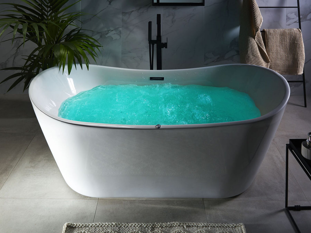 Freestanding Whirlpool Bath with LED 1680 x 800 mm White Antigua
