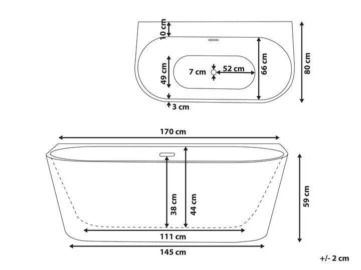 Bath 1700 x 800 mm White Harvey