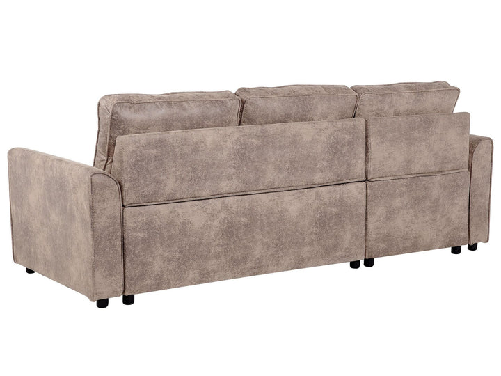 Nesna Right Hand Faux Leather Corner Sofa Bed with Storage Brown