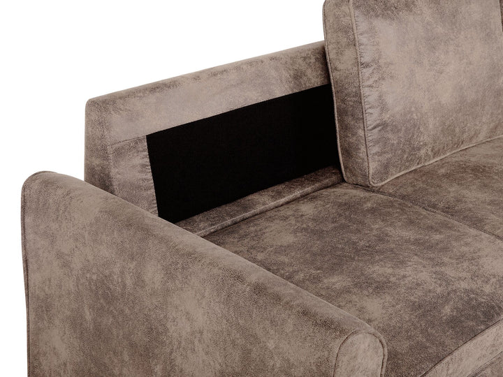 Nesna Right Hand Faux Leather Corner Sofa Bed with Storage Brown